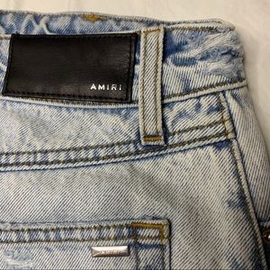 Mike amiri denim leather skirt